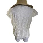 Ultra Pink  Ivory Lace Cardigan Vest‎ L Boho Layering Romantic Cottagecore Photo 1