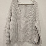 Free People  We The Free Cuddle V Neck Sweater Light Gray Photo 0