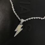 Titanium Steel Lightning Pendant Necklace for Men Women,Punk Hip Hop Necklace Silver Photo 3