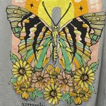 Simply Southern  T-Shirt Women Kind Butterfly Flowers Medium Large Gray Oversized Photo 2