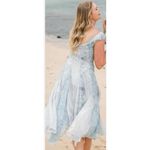 Free People  Dress Size 2 Heart to Heart Midi  Fairy Ocean Blue Ruched Flowy NWT Photo 2