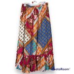 RD + KoKo Bohemian skirt medium with elastic & drawstring waist pom pom tassel Orange Photo 1