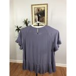 Cato  Est. 1846 Women Top Plus 26/28W Boxy Ruffle Sleeves And Hem Lilac Lagenlook Photo 1