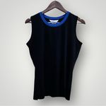 Misook  Woman Black Blue Trim Knit Tank Top Sleeveless Pullover Medium Minimalist Photo 9