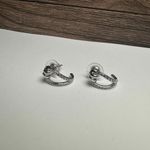 Swavorski Swarovski Crystal Silver Tone Pave Half Hoop Pierced Earrings (Swan Signed) Photo 10