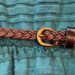 Lila Rose Lily Rose shadow striped teal green belted dress size small Photo 4