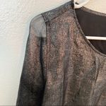 Gap Long Sleeve Scoop Neck Blouse Black Metallic Photo 4