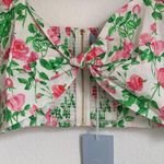 NWT Hill House Home Puff Sleeve Floral Bow Crop Top in White/Pink White Photo 4