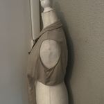 SheIn  Lapel Collar Knot Front Crop Top L Linen Summer Casual Coconut Girl Vacay Photo 4