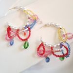 ZARA New!  Pearls & Gems Hoop Earrings Photo 4
