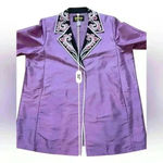 Bob Mackie  100% Silk Jacket Wearable Art Women’s Embroidery Blazer Size Large. Photo 6