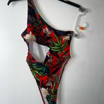 Missguided  Tropical One-Shoulder Cutout Swimsuit Cutoff Size 10 Photo 2