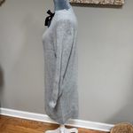 J.Crew MERCANTILE Wool Blend Sweater Dress Grey Black Bow Med Long Sleeve Cotton Photo 2