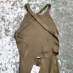 ZARA Knit Midi Bandage Green Open Back Dress Photo 4