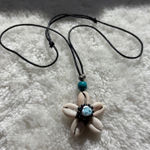Cowrie Shell Flower Necklace Beachy Cord Pendant Boho Summer Jewelry Tan Photo 0