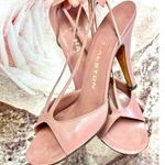 80s VTG Halston Leather Pink Strappy Slingback Pumps Heels Back Bow Italy 9N Size 9 Photo 0