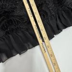 ML Monique Lhuillier Blouse Womens Small Sheer Velvet Floral Lace Long Sleeve Black Photo 8