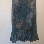 Miss Ashley Peacock Print Ruffle Bottom Stretchy Maxi Office Skirt Brown Size XL Photo 2