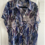 Ny Collection  Womens 2X Sheer Button Front Blouse Artsy Pleat‎ Photo 0