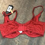 Maidenform NEW‎  Bra Pure Comfort Stretch Lace Underwire Convertible Red 36DD Photo 3