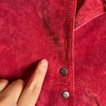 Vintage red suede leather snap up jacket Size M Photo 2