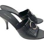 Amalfi Black Italian Leather Fringe Slip On Heel Size 9 Photo 0