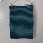Old Navy  blue green stripes stretchy office pencil skirt Photo 2