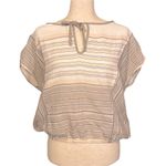 prAna  Mistico Striped Short Sleeve Blouse‎ Gray Peach Tan Cream Small W11190711 Photo 1