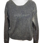 Gianni Bini Gray and Gold Cropped Sweater with Twist Back Detail Size Small Photo 0
