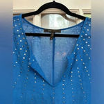 BCBGMAXAZRIA  Y2K Blue Metal Embellishments Kimono Swim Cover Up Blouse Size O/S Photo 3