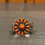 Paparazzi NWOT POPPY POP-TASTIC - ORANGE FLORAL SILVER RING -  Photo 2