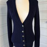 ZARA Women’s Preppy Nautical Knit Cardigan Medium Navy Gold Buttons Photo 3