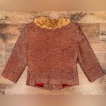 Boston Proper  Tweed Blazer Brown & Red Suit Jacket w/ Tan Floral Trim Photo 4