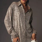 Anthropologie Flat White Sequin Tunic Dress New With Tags Photo 0