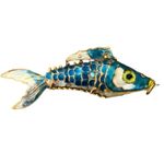 VTG Estate Signed Garden Of Eden Art Nouveau Oval Brooch Pin Metal Resin Blue Photo 0