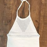 Aerie Knit Crochet Cropped Stretch White Cream Halter Top Size Large Photo 2