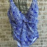 Swimsuits for All Blue White Paisley Swimsuit Size 12? See measurements … Photo 0