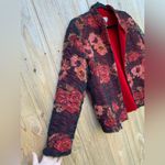 Coldwater Creek  Floral Sheer-Overlay Open Front Jacket black red‎ petite medium Photo 2
