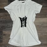 Alison Andrews  White TShirt with Black Lace Up Front - Size Large Photo 0