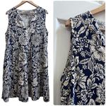 Elliot Lauren Semi Sheer Floral V Neck Gauzy Tier Pocket Dress Large Lightweight Blue Photo 1