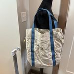 American Eagle Y2K  Outfitters White‎ Shoulder Bag Tote Cloth Ivory Blue Large Photo 1