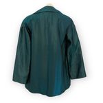 St. John COUTURE Sharkskin Silk Wool Blend Teal Open Front Jacket Blazer Size 8 Photo 3