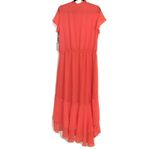 1. State NWT  WildFlower Bouquet High Low Short Sleeve Midi Dress in Cameo Coral L Photo 2