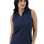 CHAPS Womens Sleeveless Polo Shirt Size XL Navy & White Polkadots New Photo 0