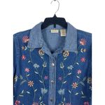 VTG 90s Bobbie Brooks Embroidered Floral Mixed Denim Shirt Button Up L Boho Blue Size L Photo 1