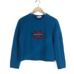 3.1 Phillip Lim Blue Rhinestone Crystal Lip Embellished Crop Sweatshirt Large Photo 0