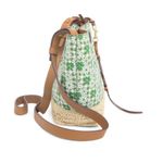 Lucky Brand  Azon Leather/Raffia Crossbody Bag Green Tan NEW Photo 1