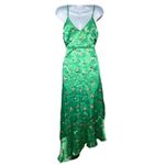 Lulus Lulu’s Chic Style Green Floral Jacquard Satin High-Low Midi Wrap Dress Sz. S Photo 4