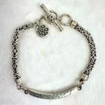 Jared Sterling Silver Block Woven Toggle Close Bracelet with Stamped Charm Photo 2