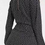 Abercrombie & Fitch Abercrombie Long Sleeve Faux Wrap Polka Dot Mini Dress Black XS Photo 1